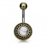 Piercing nombril rond vintage bronze howlite blanche (D189)