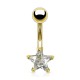 Piercing nombril plaqué-or 03 - Cristal étoile transparent