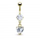 Piercing nombril plaqué-or 06 - Cristal transparent pendant coeur