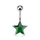 Piercing nombril cristal 05 - étoile vert-pomme