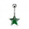 Piercing nombril cristal 05 - étoile vert-pomme