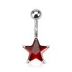 Piercing nombril cristal 05 - étoile rouge