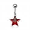 Piercing nombril cristal 05 - étoile rouge
