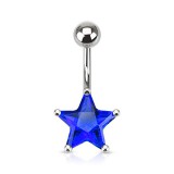 Piercing nombril cristal 05 - étoile bleue