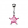 Piercing nombril cristal 05 - étoile rose