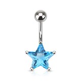 Piercing nombril cristal 05 - étoile bleu-clair