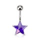 Piercing nombril cristal 05 - étoile lilas
