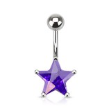 Piercing nombril cristal 05 - étoile lilas