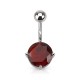 Piercing nombril cristal rond rouge (04)