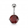 Piercing nombril cristal rond rouge (04)