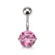 Piercing nombril cristal rond rose (04)