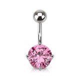 Piercing nombril cristal 04 - Rond rose