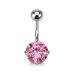 Piercing nombril cristal 04 - Rond rose