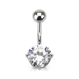 Piercing nombril cristal 04 - Rond transparent