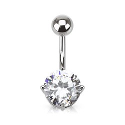 Piercing nombril cristal 04 - Rond transparent