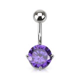 Piercing nombril cristal 04 - Rond lilas