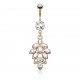 Piercing nombril grappe rose de strass pendants (D13)