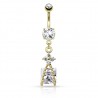 Piercing nombril cristal carré pendant jaune (D79)