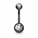 Banane 13 - PVD noir double strass transparent