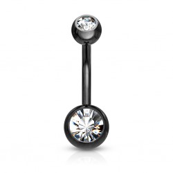 Banane 13 - PVD noir double strass transparent