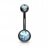 Banane 13 - PVD noir double strass bleu-clair