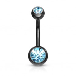 Banane 13 - PVD noir double strass bleu-clair