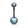 Banane PVD 13 - noir double strass bleu-clair