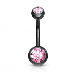 Banane 13 - PVD noir double strass rose