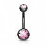 Banane PVD 13 - noir double strass rose