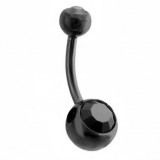 Banane 13 - PVD noir double strass noir