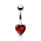 Piercing nombril cristal 24 - Coeur rouge