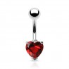Piercing nombril cristal 24 - Coeur rouge