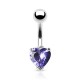 Piercing nombril cristal 24 - Coeur lilas