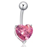 Piercing nombril cristal 24 - Coeur rose