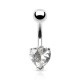 Piercing nombril cristal 24 - Coeur transparent