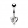 Piercing nombril cristal 24 - Coeur transparent