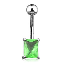Piercing nombril cristal 07 - Rectangle vert-pomme