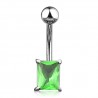 Piercing nombril cristal 07 - Rectangle vert-pomme