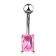 Piercing nombril cristal 07 - Rectangle rose
