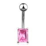 Piercing nombril cristal 07 - Rectangle rose