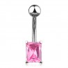 Piercing nombril cristal 07 - Rectangle rose