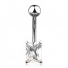 Piercing nombril cristal rectangle transparent (07)
