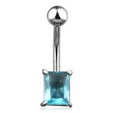 Piercing nombril cristal 07 - Rectangle bleu-clair