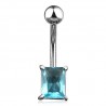 Piercing nombril cristal rectangle bleu clair (07)