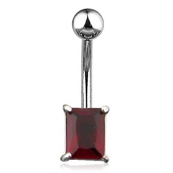 Piercing nombril cristal 07 - Rectangle rouge