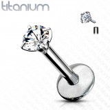 Piercing micro-labret 29 - Titane gris cristal transparent