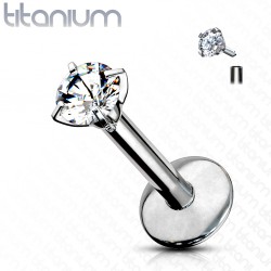 Piercing micro-labret 29 - Titane gris cristal transparent
