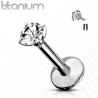 Piercing micro-labret 29 - Titane gris cristal transparent