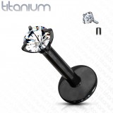 Piercing micro-labret 29 - Titane noir cristal transparent