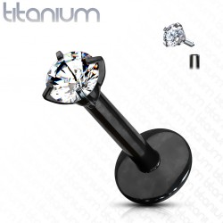 Piercing micro-labret 29 - Titane noir cristal transparent